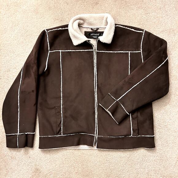 Prague Jackets & Blazers - Prague unisex Faux Suede Sherpa Lined Western Bohemian Shearling Jacket XL